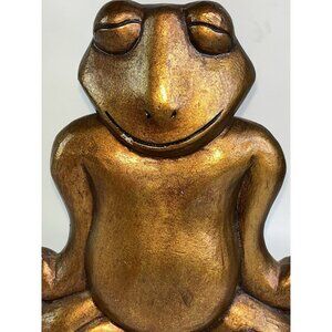 Meditating Frog Seated Figurine 13" PATINA Lotus Position Inner Peace YOGA TOAD